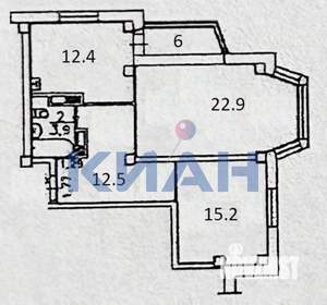 2-к квартира, вторичка, 67м2, 4/15 этаж