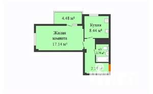 1-к квартира, вторичка, 37м2, 7/17 этаж