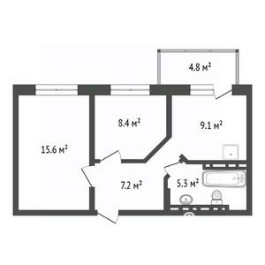 2-к квартира, вторичка, 46м2, 12/17 этаж