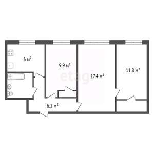 3-к квартира, вторичка, 57м2, 1/5 этаж