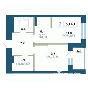 2-к квартира, вторичка, 50м2, 4/24 этаж