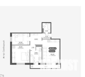 3-к квартира, сданный дом, 83м2, 8/17 этаж