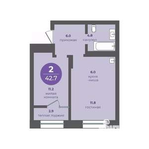 2-к квартира, вторичка, 43м2, 11/24 этаж