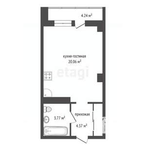 Студия квартира, вторичка, 31м2, 7/25 этаж