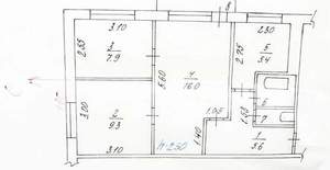 3-к квартира, вторичка, 48м2, 2/5 этаж