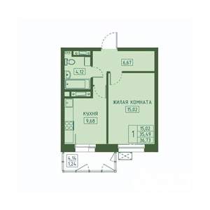 1-к квартира, вторичка, 37м2, 3/23 этаж