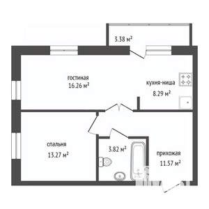 2-к квартира, вторичка, 57м2, 5/16 этаж