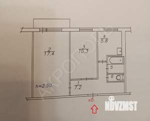 2-к квартира, вторичка, 44м2, 2/5 этаж