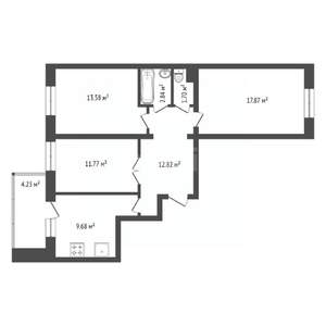 3-к квартира, вторичка, 72м2, 8/9 этаж