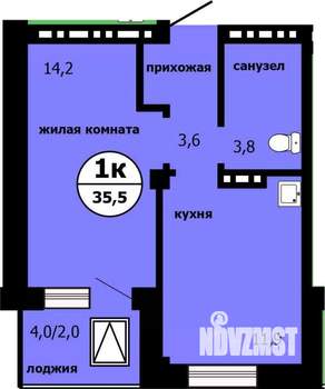1-к квартира, сданный дом, 35м2, 19/19 этаж
