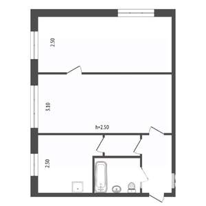 2-к квартира, вторичка, 45м2, 1/5 этаж