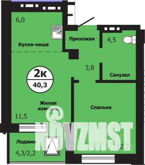 2-к квартира, строящийся дом, 40м2, 14/19 этаж