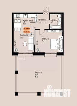 2-к квартира, вторичка, 57м2, 17/17 этаж