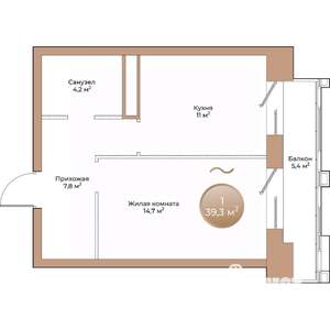 1-к квартира, вторичка, 39м2, 2/24 этаж
