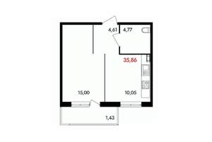 1-к квартира, вторичка, 36м2, 6/18 этаж