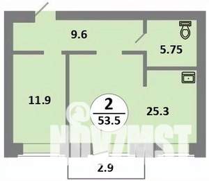 2-к квартира, строящийся дом, 52м2, 2/14 этаж