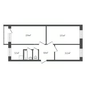 3-к квартира, вторичка, 62м2, 4/5 этаж