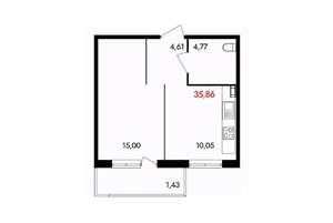 1-к квартира, вторичка, 36м2, 8/18 этаж