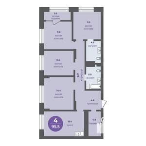 4-к квартира, вторичка, 92м2, 5/17 этаж