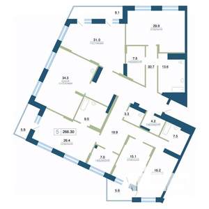 5-к квартира, вторичка, 266м2, 24/24 этаж