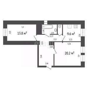 2-к квартира, вторичка, 56м2, 2/4 этаж