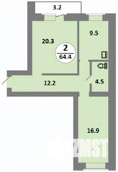 2-к квартира, строящийся дом, 63м2, 12/14 этаж