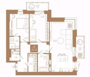 3-к квартира, вторичка, 84м2, 13/23 этаж