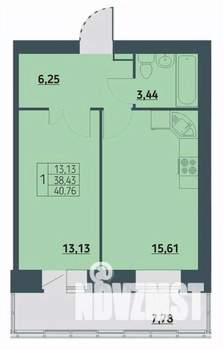 1-к квартира, вторичка, 41м2, 3/9 этаж