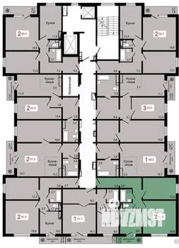 2-к квартира, строящийся дом, 55м2, 4/17 этаж