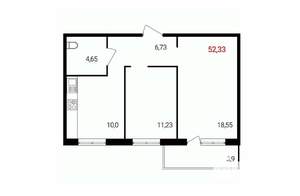 2-к квартира, вторичка, 52м2, 7/18 этаж