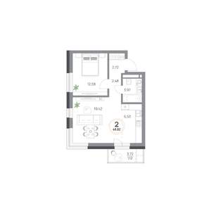 2-к квартира, вторичка, 49м2, 5/9 этаж