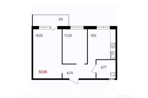 2-к квартира, вторичка, 52м2, 5/18 этаж