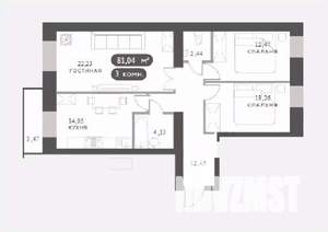 3-к квартира, вторичка, 81м2, 15/15 этаж