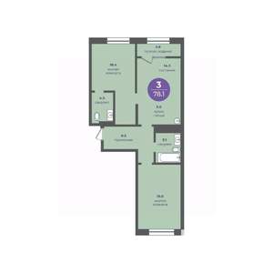 3-к квартира, вторичка, 78м2, 7/24 этаж