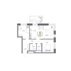 3-к квартира, вторичка, 63м2, 2/9 этаж