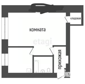 1-к квартира, вторичка, 32м2, 1/5 этаж