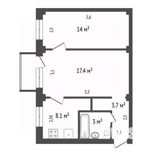 2-к квартира, вторичка, 45м2, 4/5 этаж