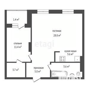 2-к квартира, вторичка, 58м2, 18/25 этаж