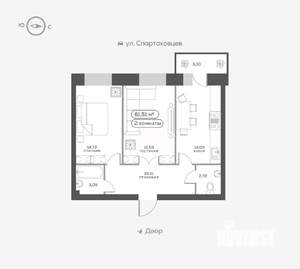 2-к квартира, вторичка, 62м2, 2/15 этаж