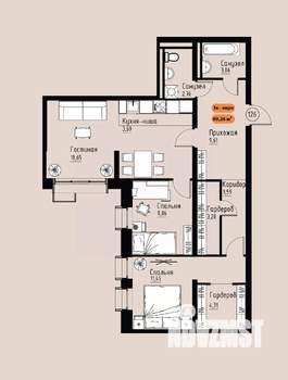 3-к квартира, вторичка, 69м2, 14/17 этаж