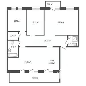 4-к квартира, вторичка, 128м2, 7/7 этаж