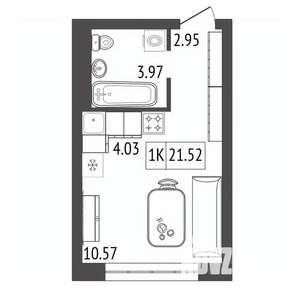 1-к квартира, строящийся дом, 22м2, 2/17 этаж