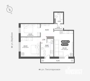 3-к квартира, вторичка, 83м2, 8/17 этаж
