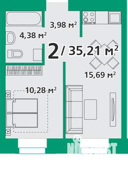 2-к квартира, вторичка, 34м2, 1/8 этаж