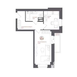 1-к квартира, вторичка, 40м2, 10/17 этаж