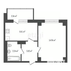 1-к квартира, вторичка, 38м2, 2/9 этаж