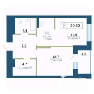 2-к квартира, вторичка, 50м2, 14/24 этаж