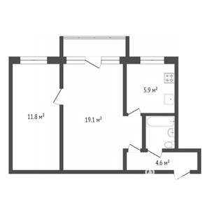 2-к квартира, вторичка, 46м2, 5/5 этаж