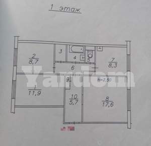 3-к квартира, вторичка, 63м2, 1/9 этаж