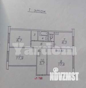 3-к квартира, вторичка, 63м2, 1/9 этаж